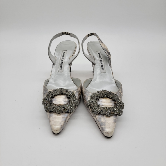 Manolo Blahnik Crystal block slingback heels - Picture 2 of 5